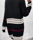 Striped Rib-Knit Drop Shoulder Open Front Cardigan - Body By J'ne