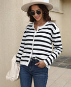 Striped Round Neck Button-Down Dropped Shoulder Cardigan - Body By J'ne