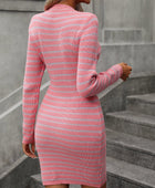 Striped Round Neck Sweater Dress - Body By J'ne