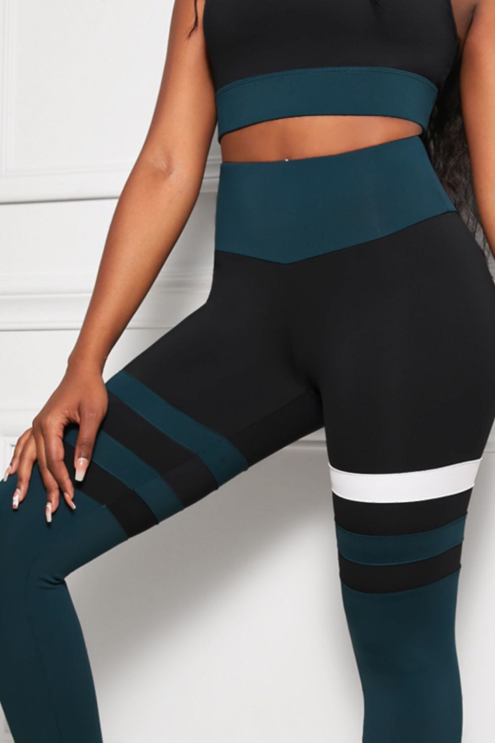 Striped Sports Bra and High Waisted Yoga Leggings Set - Body By J'ne