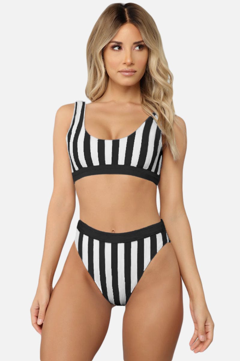 Striped Tank High Waist Bikini - Body By J'ne