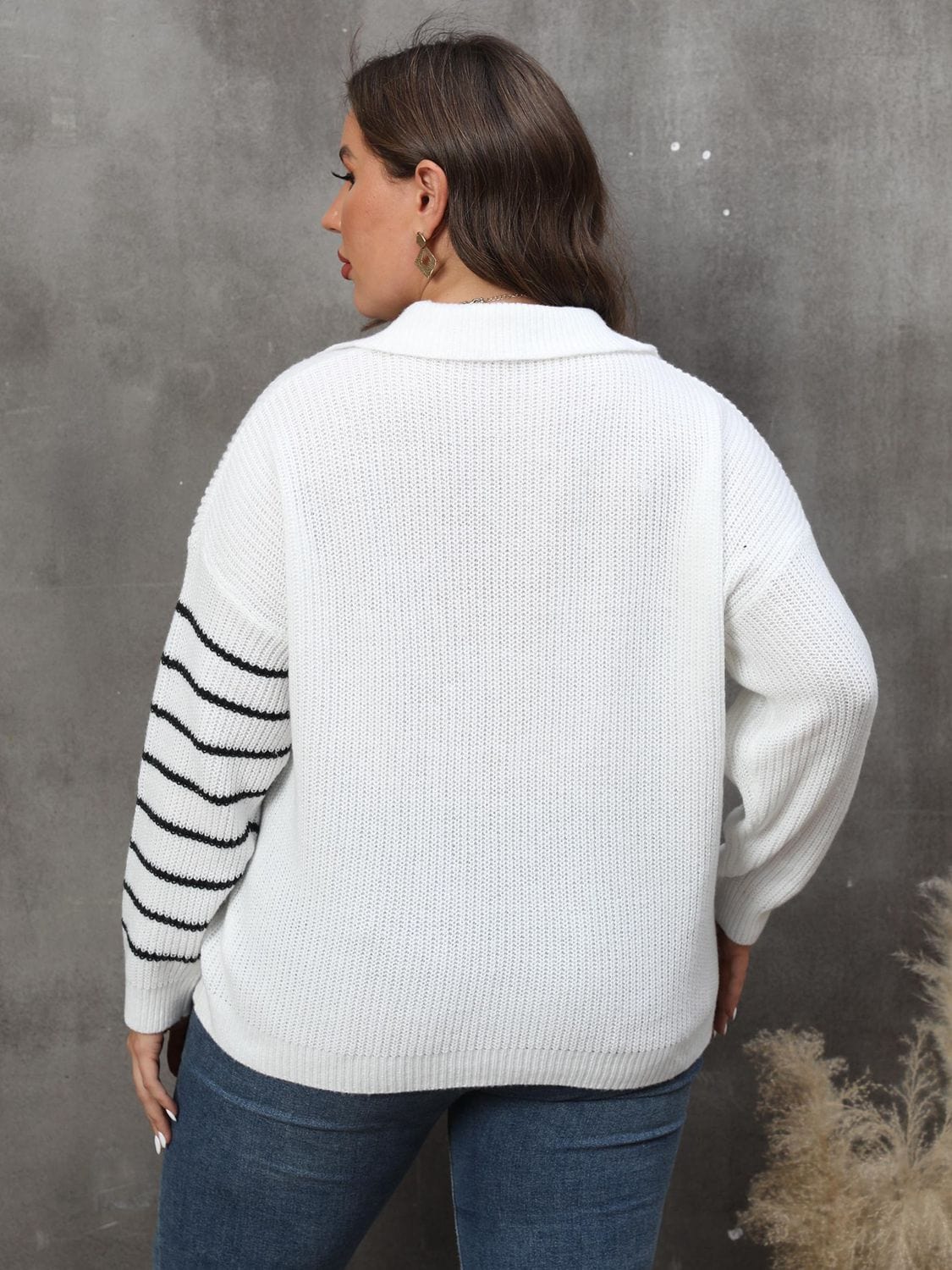 Striped V-Neck Sweater - Body By J'ne