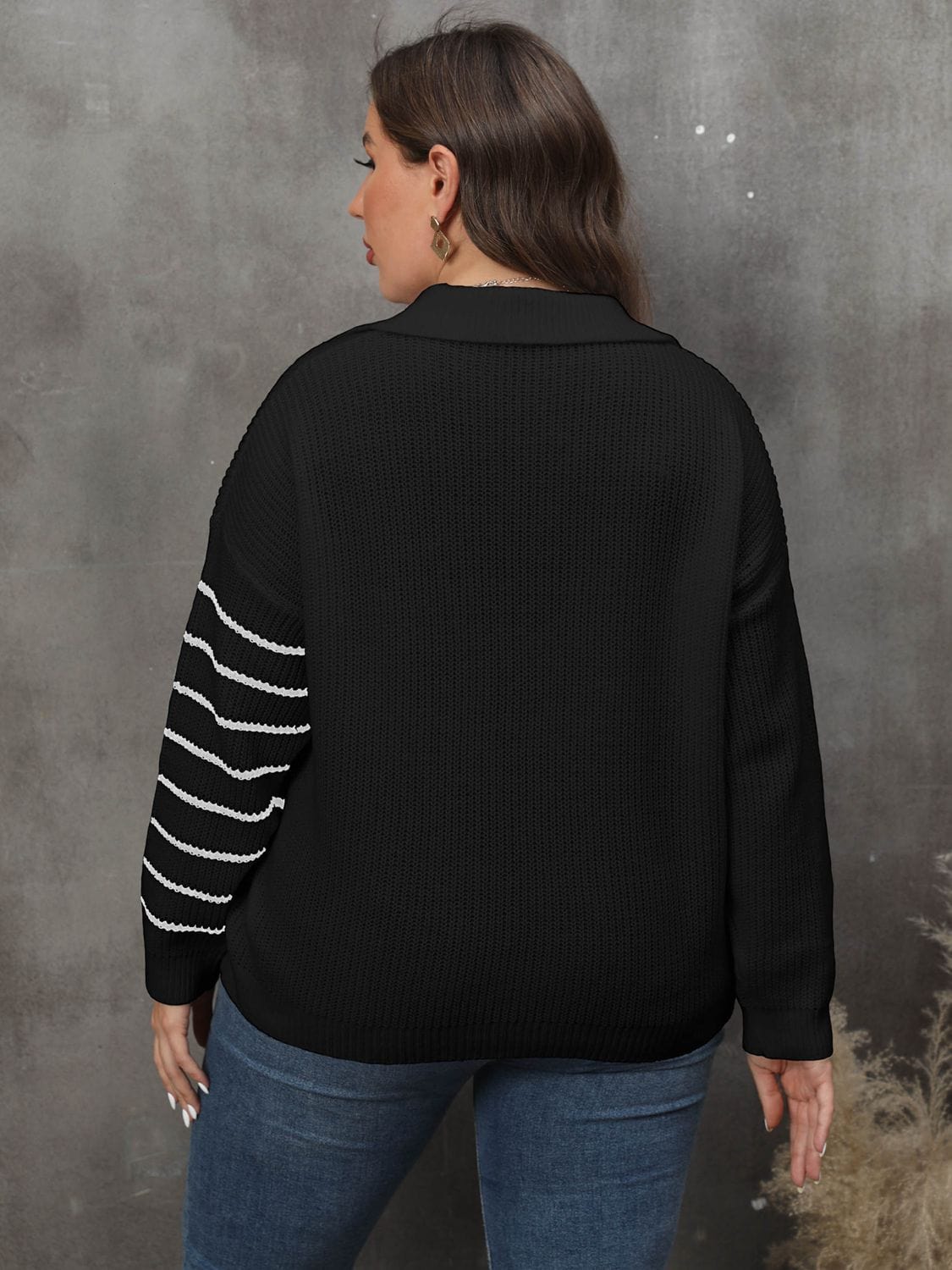 Striped V-Neck Sweater - Body By J'ne