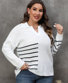 Striped V-Neck Sweater - Body By J'ne