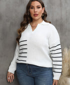 Striped V-Neck Sweater - Body By J'ne