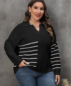 Striped V-Neck Sweater - Body By J'ne