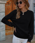 Stud Trim Round Neck Sweater - Body By J'ne