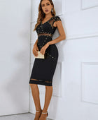 Studded Spliced Mesh V-Neck Dress - Body By J'ne