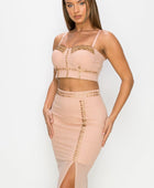 Studded Stone Cami Top & Slit Mini Skirts Set - Body By J'ne