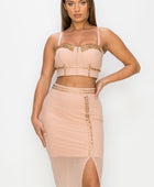 Studded Stone Cami Top & Slit Mini Skirts Set - Body By J'ne