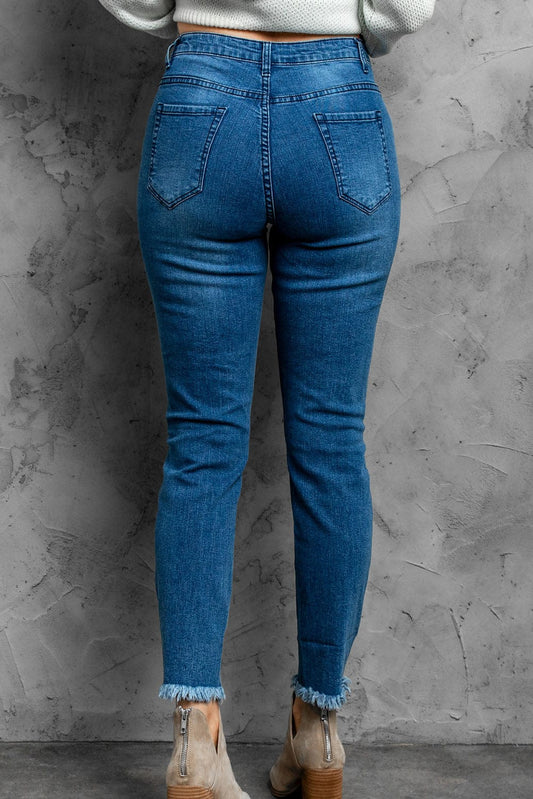 Stylish Distressed Cropped Jeans - Body By J'ne