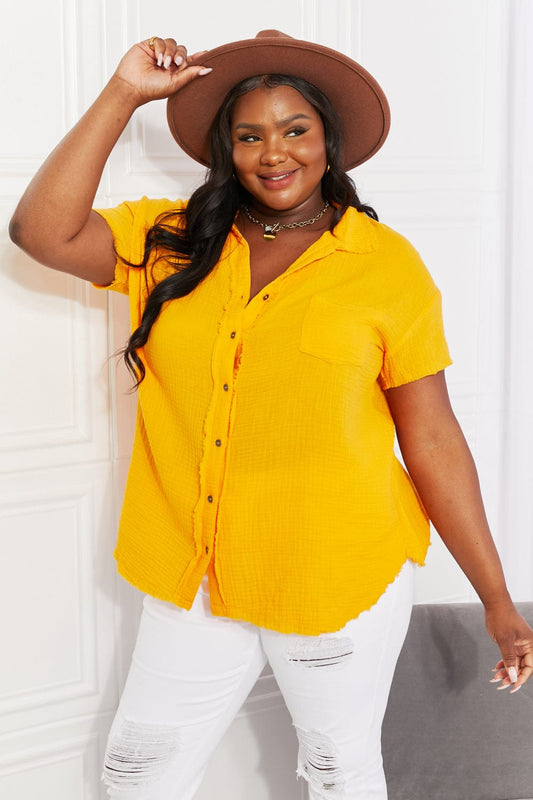 Summer Breeze Gauze Short Sleeve Shirt in Mustard - Body By J'ne