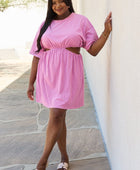 Summer Field Full Size Cutout T-Shirt Dress in Carnation Pink - Body By J'ne