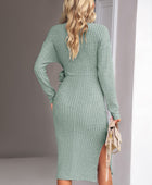 Surplice Neck Tied Ribbed Dress - Body By J'ne