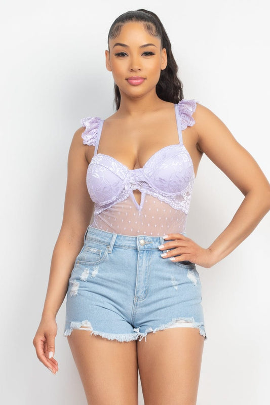 Sweetheart Cut-out Cami Ruffled Bodysuit - Body By J'ne