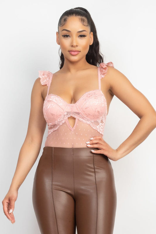 Sweetheart Cut-out Cami Ruffled Bodysuit - Body By J'ne