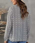 Swiss Dot Button-Up Long Sleeve Shirt - Body By J'ne