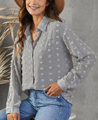 Swiss Dot Button-Up Long Sleeve Shirt - Body By J'ne