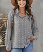 Swiss Dot Button-Up Long Sleeve Shirt - Body By J'ne