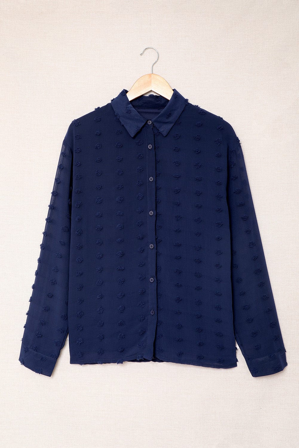 Swiss Dot Button-Up Long Sleeve Shirt - Body By J'ne