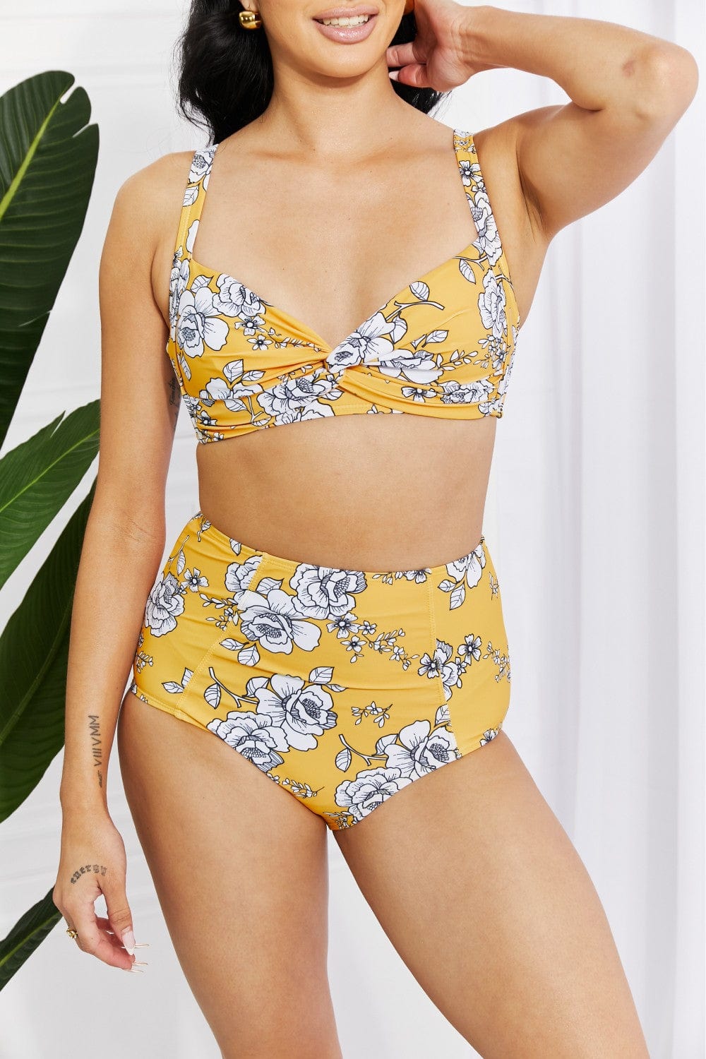 Take A Dip Twist High-Rise Bikini in Mustard - Body By J'ne