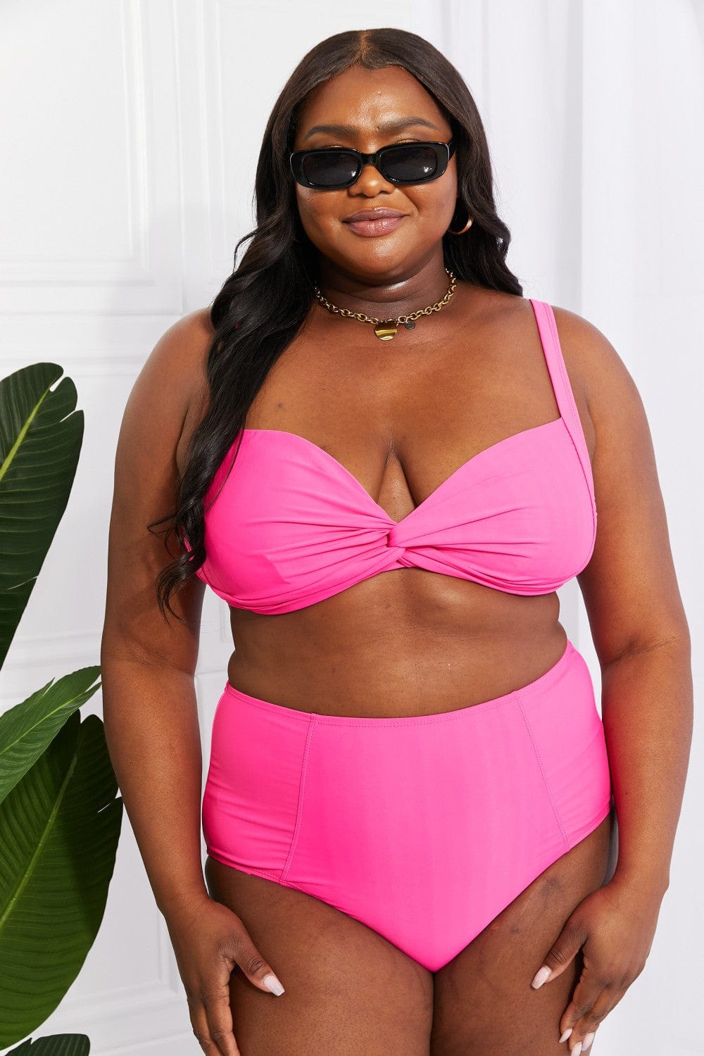 Take A Dip Twist High-Rise Bikini in Pink - Body By J'ne