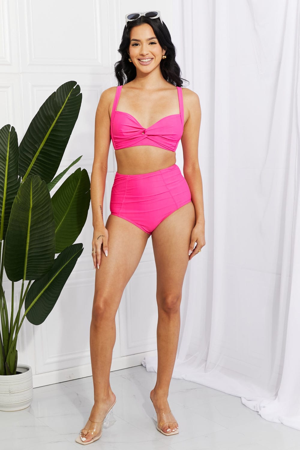 Take A Dip Twist High-Rise Bikini in Pink - Body By J'ne