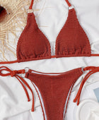 Textured Halter Neck Tie Side Bikini Set - Body By J'ne