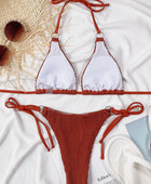 Textured Halter Neck Tie Side Bikini Set - Body By J'ne