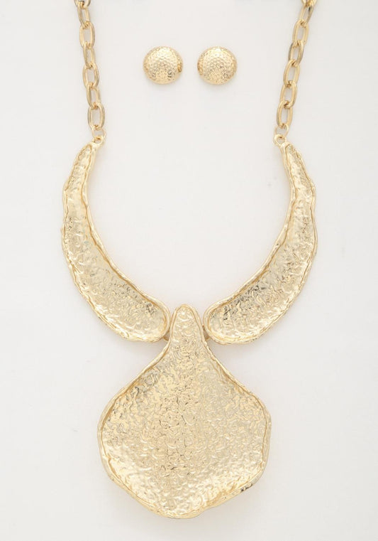 Textured Oversized Metal Necklace - Body By J'ne