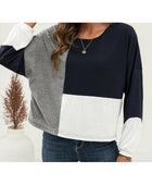 Three-Tone Color Block Dropped Shoulder Long Sleeve Tee - Body By J'ne