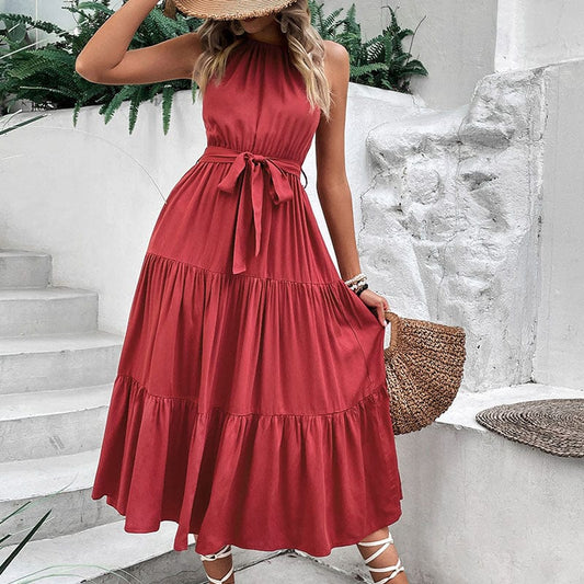 Tie Belt Tiered Midi Dress - Body By J'ne