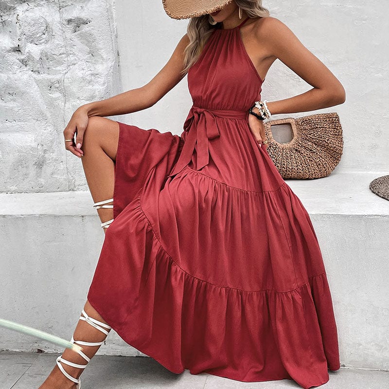 Tie Belt Tiered Midi Dress - Body By J'ne