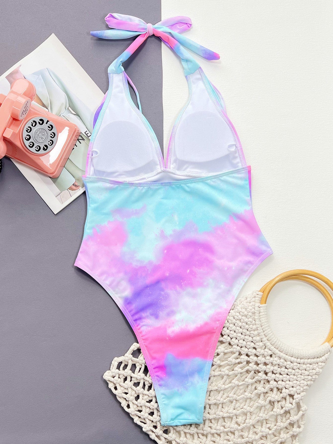 Tie-Dye Halter Neck One-Piece Swimsuit - Body By J'ne