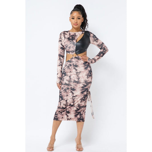 Tie Dye Long Sleeve Midi Dress - Body By J'ne