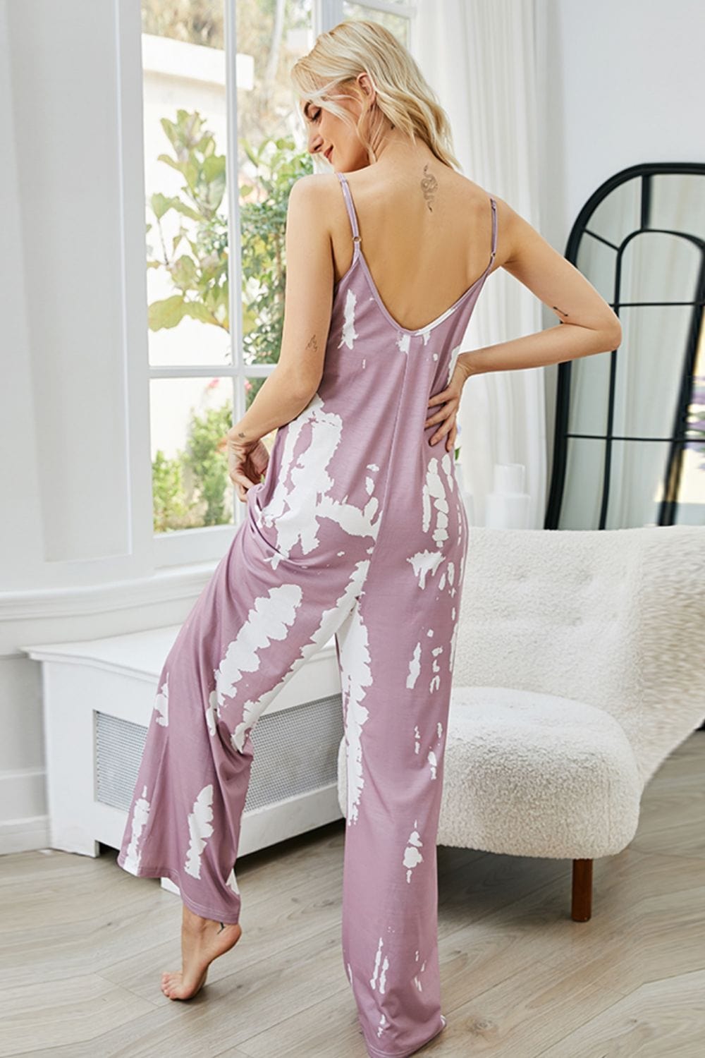 Tie-Dye Spaghetti Strap Jumpsuit with Pockets - Body By J'ne