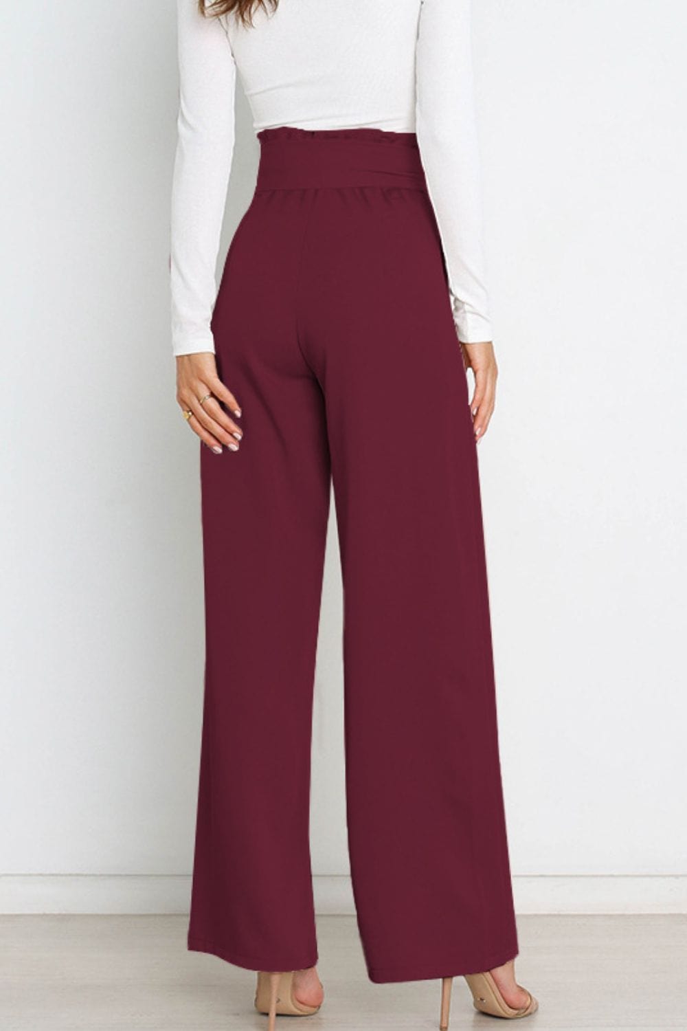 Tie Front Paperbag Wide Leg Pants - Body By J'ne