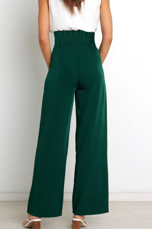 Tie Front Paperbag Wide Leg Pants - Body By J'ne