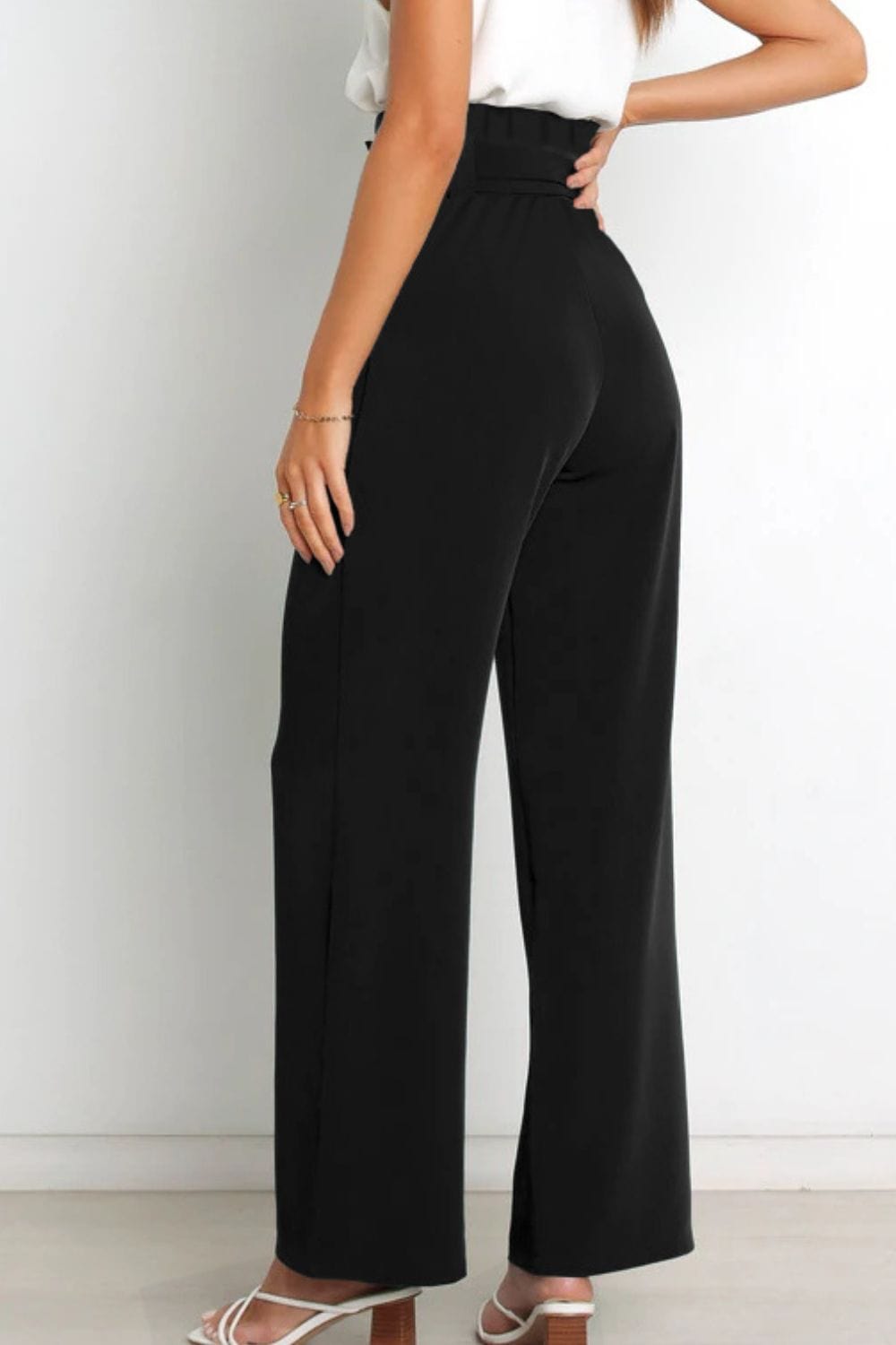 Tie Front Paperbag Wide Leg Pants - Body By J'ne