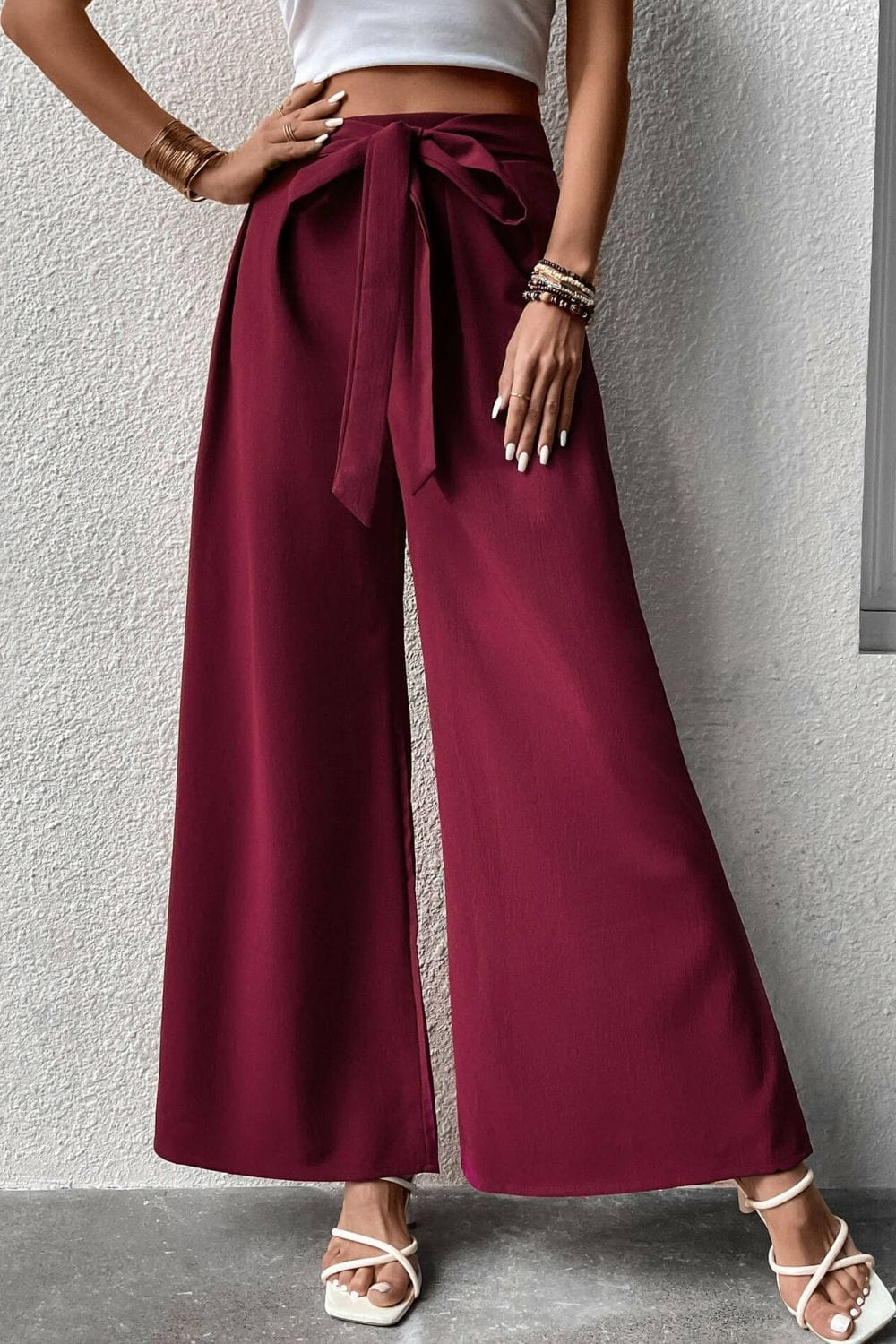 Tie Front Wide Leg Pants - Body By J'ne