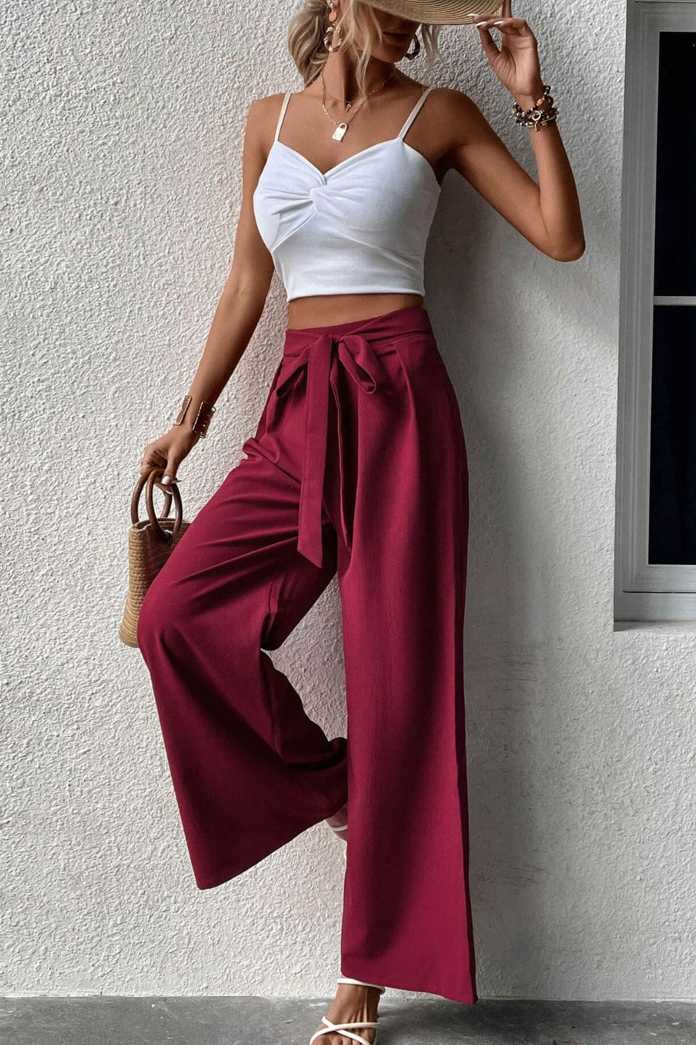 Tie Front Wide Leg Pants - Body By J'ne