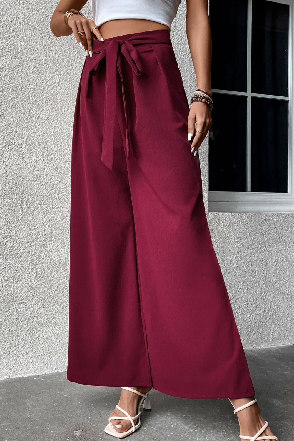 Tie Front Wide Leg Pants - Body By J'ne