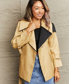 Tie Waist Lapel Collar Trench Coat - Body By J'ne