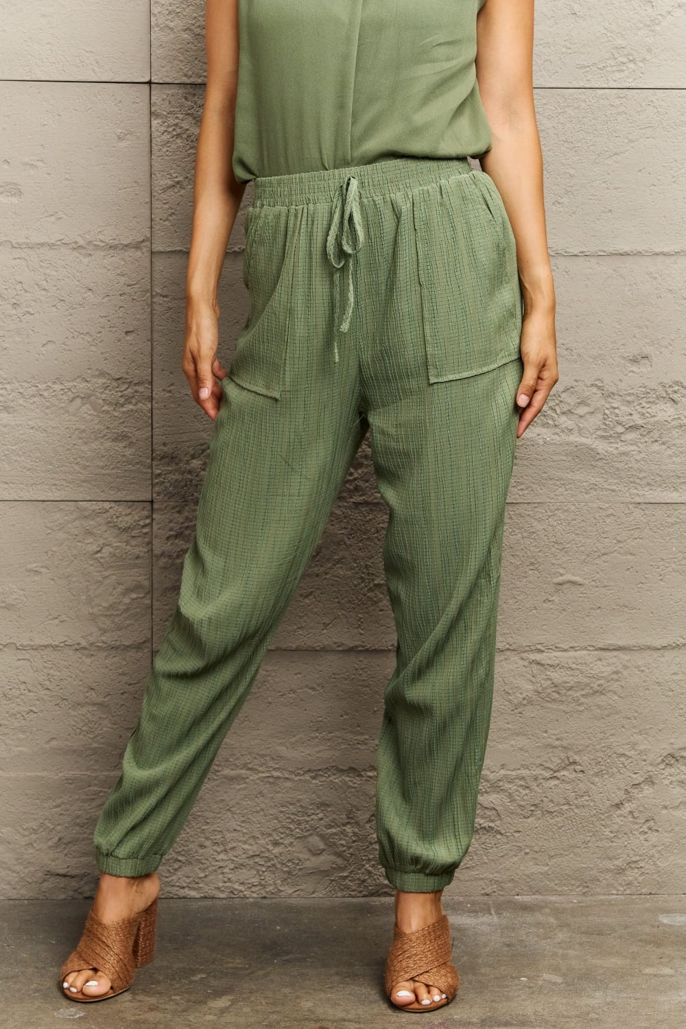 Tie Waist Long Pants with Pocket - Body By J'ne