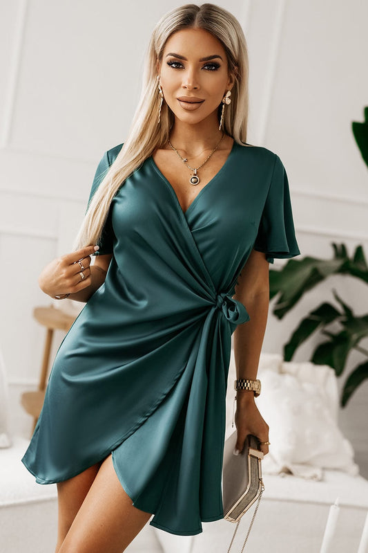 Tied Flutter Sleeve Dress - Body By J'ne