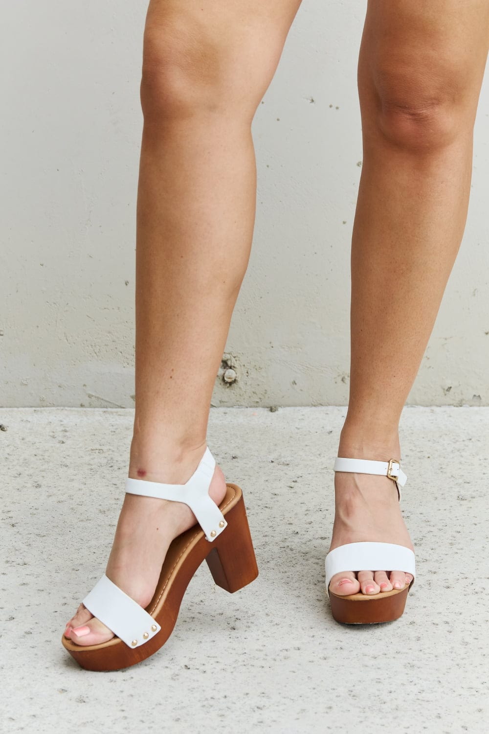 Time After Time Wooden Platform Strap Heels - Body By J'ne