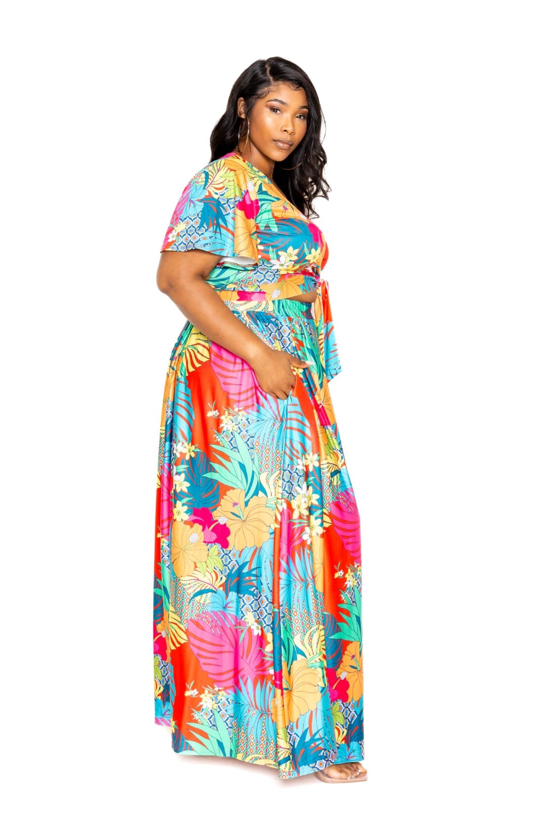 Tropical floral maxi skirt & top set - Body By J'ne