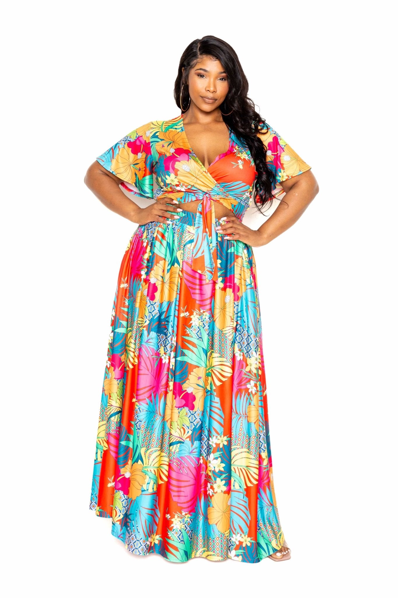 Tropical floral maxi skirt & top set - Body By J'ne
