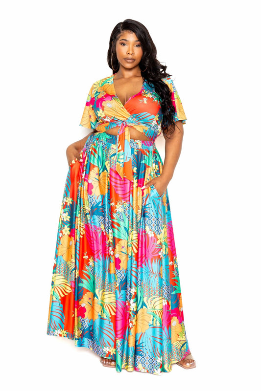 Tropical floral maxi skirt & top set - Body By J'ne