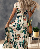 Tropical Print Crop Top and Maxi Skirt Set - Body By J'ne